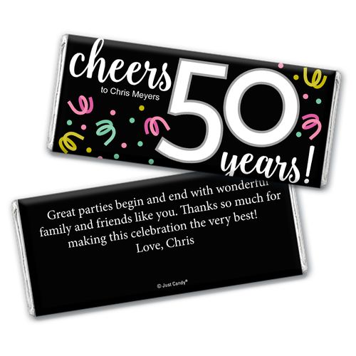Personalized Milestone Birthday Fifty Confetti Chocolate Bar