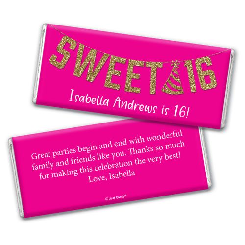 Personalized Birthday Sweet 16 Glitter Party Chocolate Bar