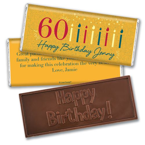 Personalized Milestone Vintage 60th Birthday Embossed Chocolate Bar