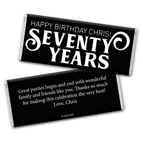 Personalized Milestone Birthday Seventy Chocolate Bar Wrappers