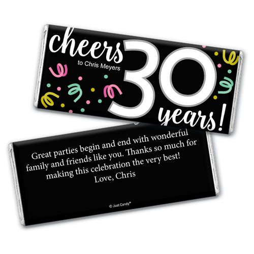 Personalized Milestone Birthday Thirty Confetti Chocolate Bar