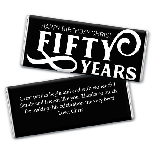 Personalized Milestone Birthday Fifty Chocolate Bar