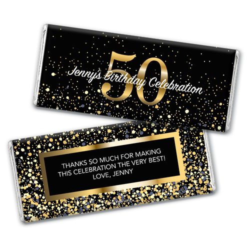 Personalized Milestone Elegant Birthday Bash 50 Chocolate Bar Wrappers