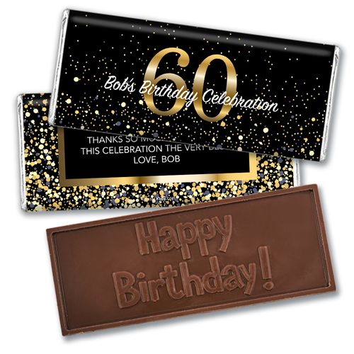 Personalized Milestone Elegant Birthday Bash 60 Embossed Chocolate Bar