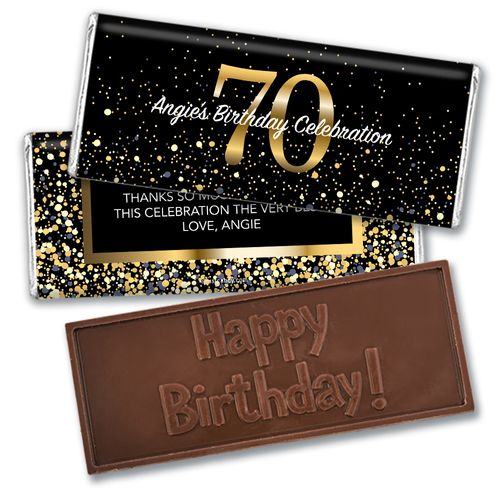 Personalized Milestone Elegant Birthday Bash 70 Embossed Chocolate Bar
