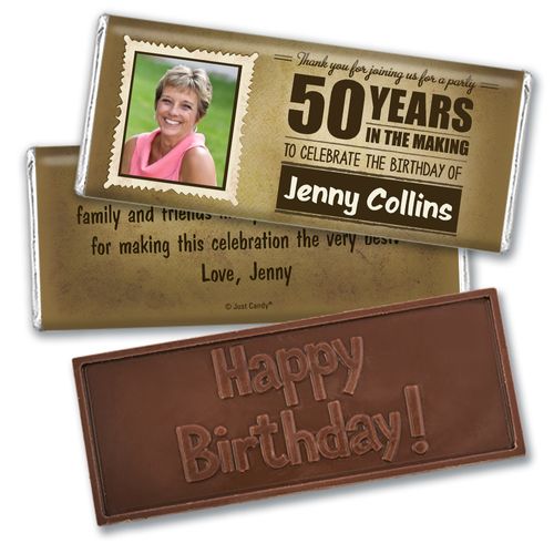 Personalized Years to Perfection Milestone 50th Birthday Embossed Chocolate Bar