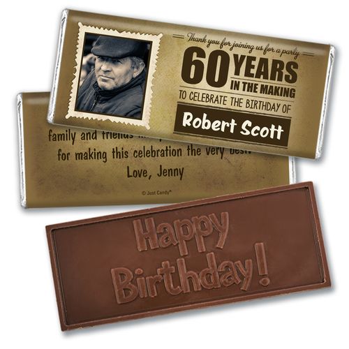 Personalized Years to Perfection Milestone 60th Birthday Embossed Chocolate Bar