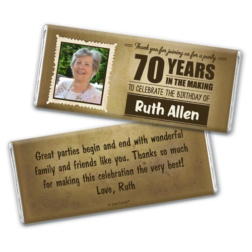 Personalized Years to Perfection Milestone 70th Birthday Chocolate Bar Wrappers