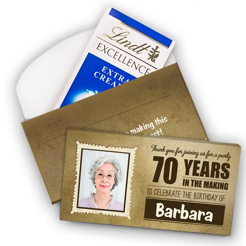 Deluxe Personalized Milestone 70th Birthday Years in the Making Lindt Chocolate Bar in Gift Box (3.5oz)