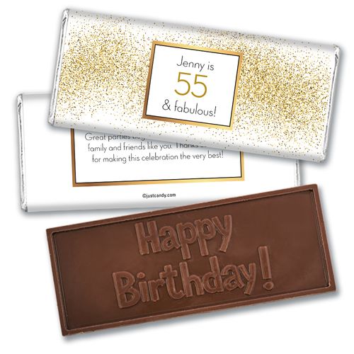 Personalized Birthday Glimmering Gold Embossed Chocolate Bars