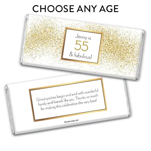 Personalized Birthday Glimmering Gold Chocolate Bars