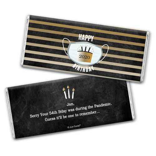 Personalized Birthday Black & Gold Stripes Chocolate Bars