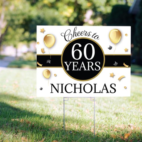 60th Birthday Yard Sign Personalized - Milestone Cheers