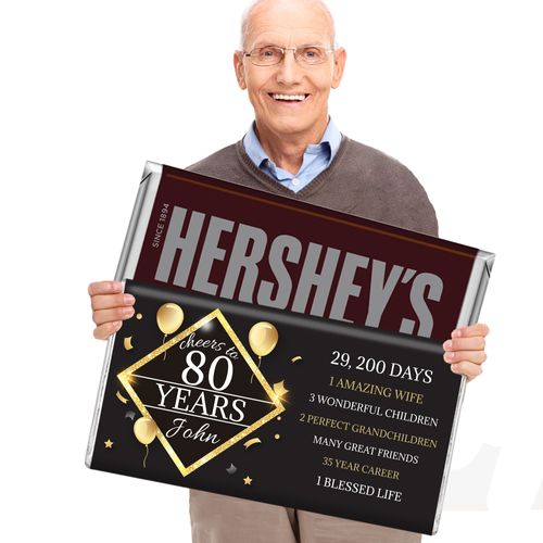 80th Birthday Gifts Personalized 5lb Hershey's Chocolate Bar (5lb Bar)