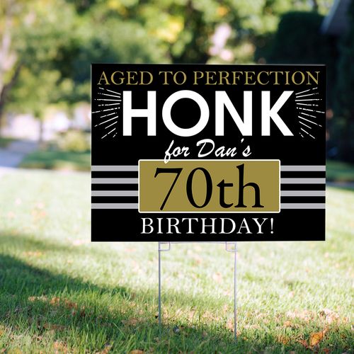 70th Birthday Yard Sign Personalized - Aged to Perfection