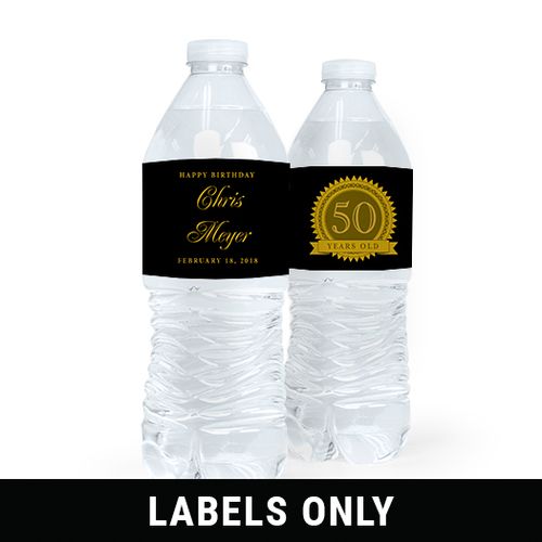 Personalized Milestones Birthday 50th Seal of Experience Water Bottle Sticker Labels (5 Labels)
