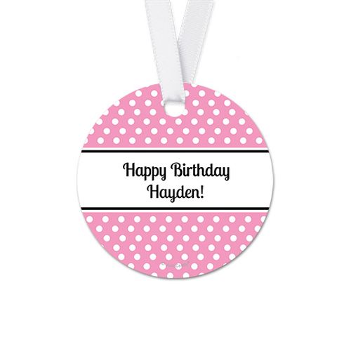 Personalized Polka Dots Birthday Round Favor Gift Tags (20 Pack)