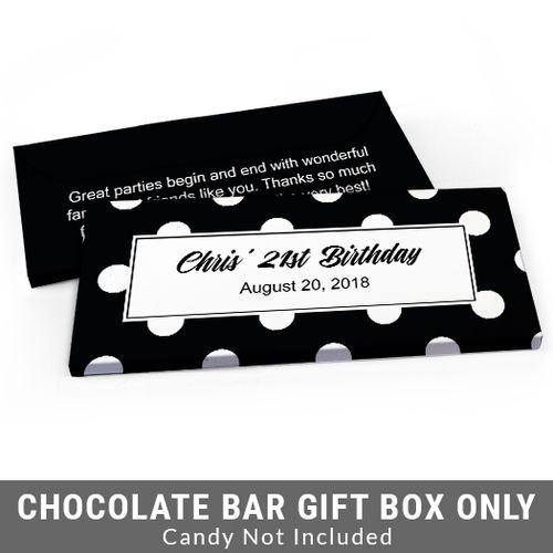 Deluxe Personalized Birthday Dots Birthday Candy Bar Favor Box