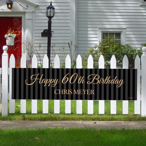 Personalized 60th Regal Stripes Birthday 5 Ft. Banner