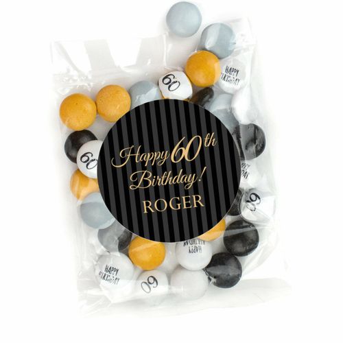 Personalized Birthday Candy Bag with JC Chocolate Minis - Pinstripes - 60