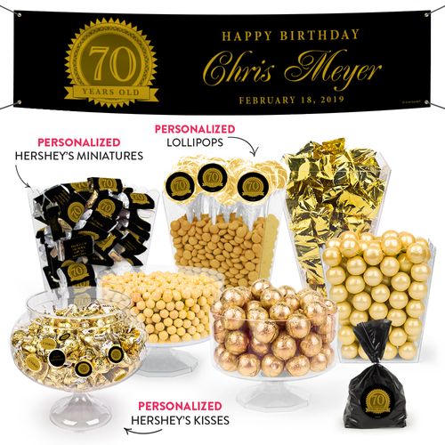 Personalized Milestone 70th Birthday Seal Deluxe Candy Buffet