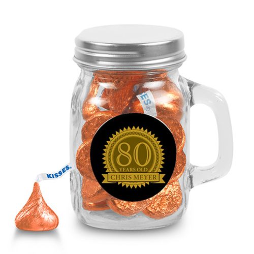 Milestones Personalized Mini Mason Mug 80th Birthday Favors (12 Pack)