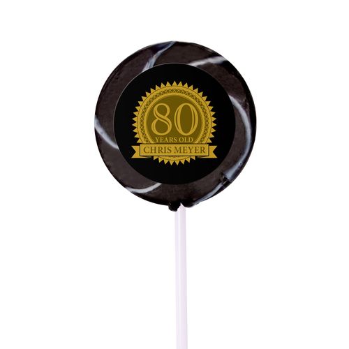 Milestones Personalized Small Swirly Pop 80th Birthday Favors (24 Pack)