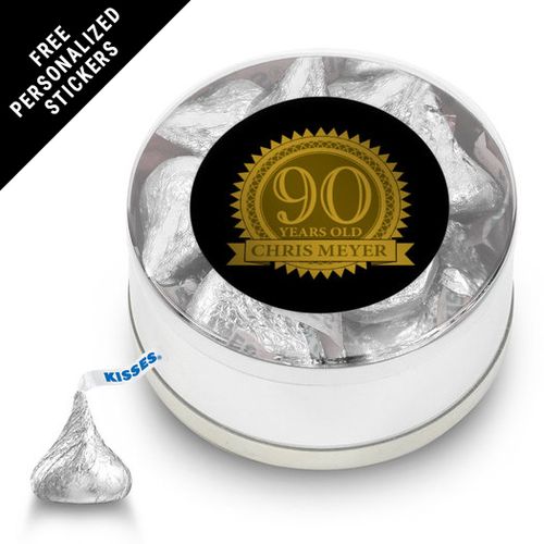Milestones Personalized Small Silver Plastic Tin 90th Birthday Favors (25 Pack)