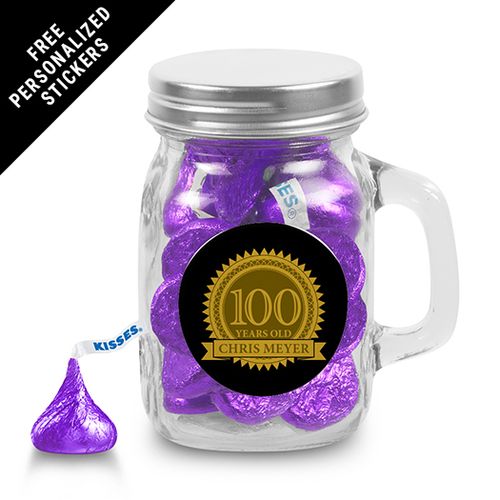 Milestones Personalized Mini Mason Mug 100th Birthday Favors (12 Pack)