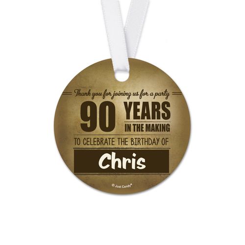 Personalized Birthday 90th Wanted Round Favor Gift Tags (20 Pack)