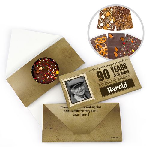Personalized 90th Years to Perfection Milestone Birthday Gourmet Infused Belgian Chocolate Bars (3.5oz)