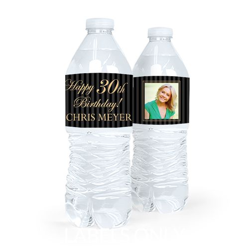 Personalized Milestones Birthday Photo 30th Water Bottle Sticker Labels (5 Labels)