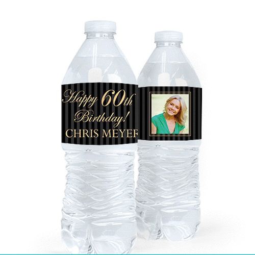 Personalized Milestones Birthday Photo 60th Water Bottle Sticker Labels (5 Labels)