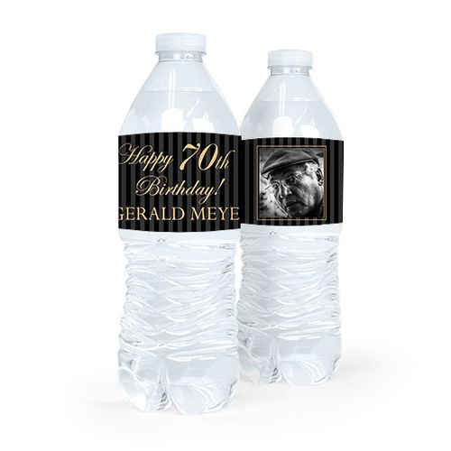 Personalized Milestones Birthday Photo 70th Water Bottle Sticker Labels (5 Labels)