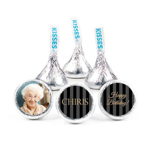 Personalized Milestone 90th Birthday Pinstripe Photo Hershey's Kisses