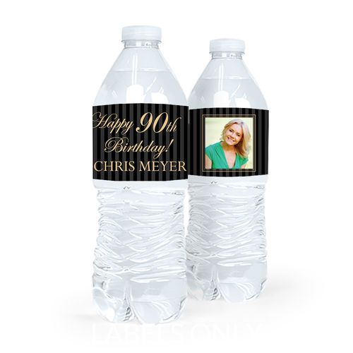 Personalized Milestones Birthday Photo 90th Water Bottle Sticker Labels (5 Labels)