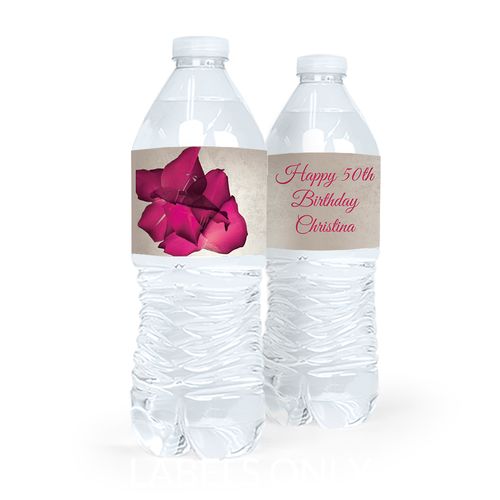 Personalized Birthday Flower Water Bottle Sticker Labels (5 Labels)
