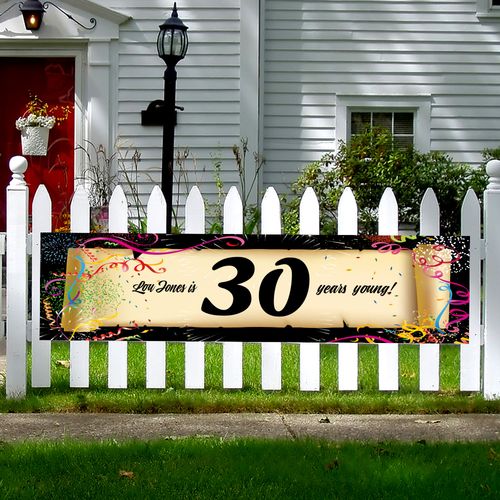 Personalized Confetti 30th Birthday 5 Ft. Banner