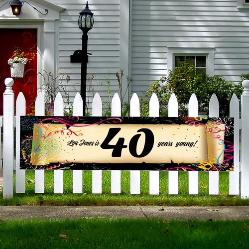 Personalized Confetti 40th Birthday 5 Ft. Banner