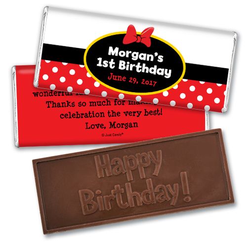 Her Mousey Birthday Personalized Embossed Chocolate Bar Assembled