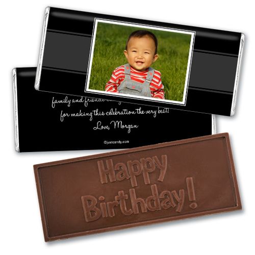 First Birthday Portrait Personalized Embossed Chocolate Bar Assembled