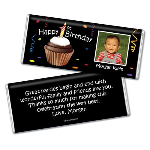 Birthday Personalized Chocolate Bar Photo Cupcake 1st
