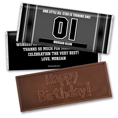 #1 Player Personalized Embossed Chocolate Bar Assembled