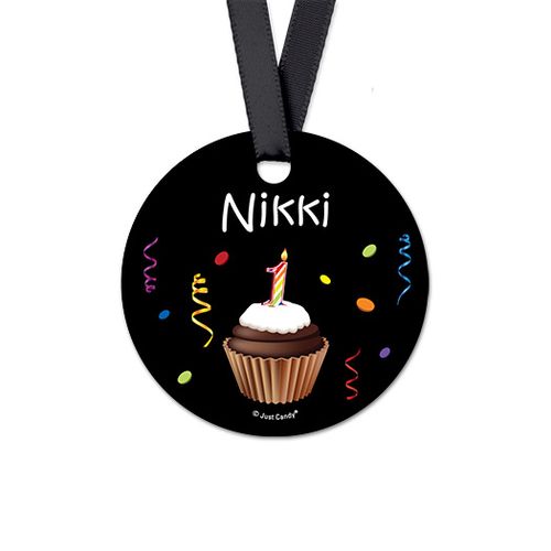 Personalized Cupcake Birthday Round Favor Gift Tags (20 Pack)