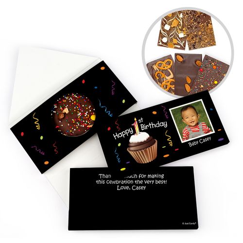 Personalized Photo Cupcake Birthday Gourmet Infused Belgian Chocolate Bars (3.5oz)