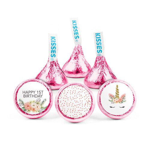 Personalized First Birthday Whimsical Unicorn Hershey's Kisses