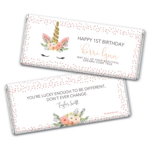 Personalized Birthday Whimsical Unicorn Chocolate Bar Wrappers