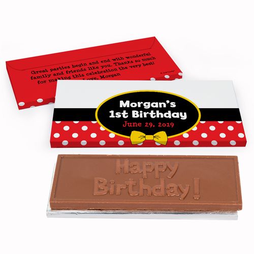Deluxe Personalized Mickey Mouse First Birthday Chocolate Bar in Gift Box
