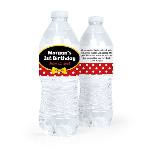 Personalized First Birthday Mickey Mouse Theme Water Bottle Sticker Labels (5 Labels)