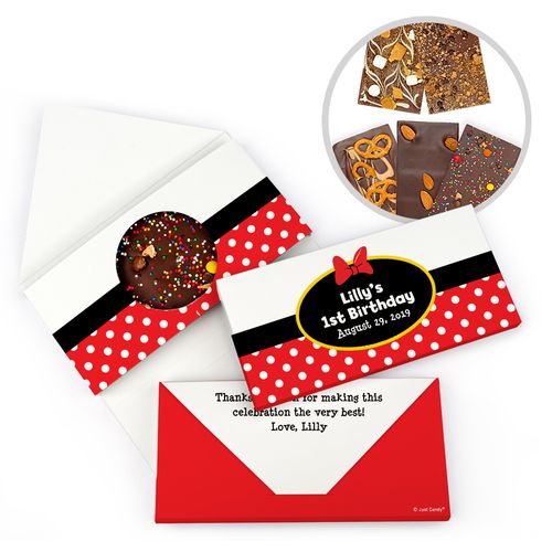 Personalized Minnie Themed Birthday Gourmet Infused Belgian Chocolate Bars (3.5oz)